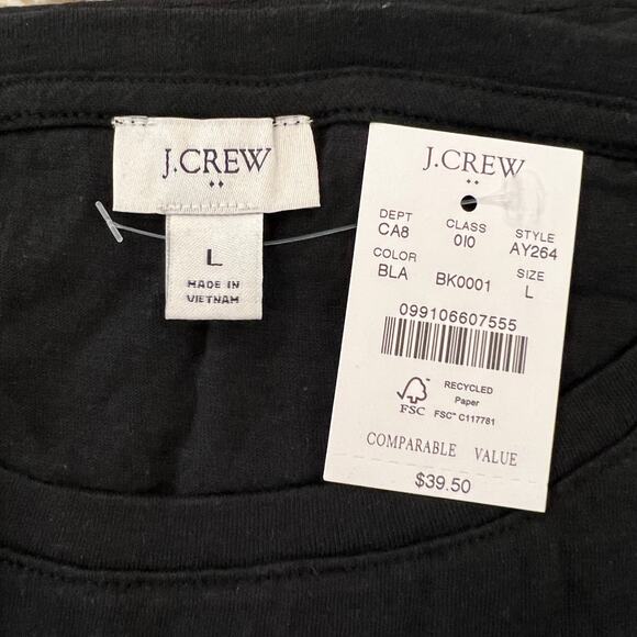 NWT J. Crew Black Slub Cotton-Blend Rolled Short-Sleeve Tee - Picture 4 of 11